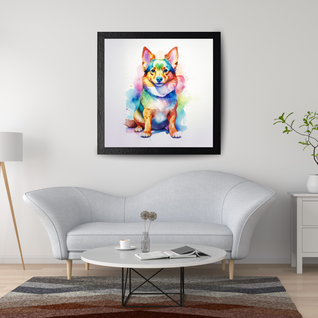 17. Colorful Watercolor Dog Art – Vibrant Puppy Wall Decor 繽紛水彩狗藝術 – 活力小狗牆面裝飾