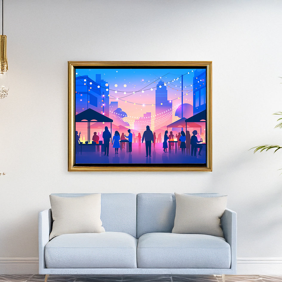 13. Urban Cityscape Wall Art – Modern Twilight Decor  都市夜景掛畫 – 現代家居裝飾