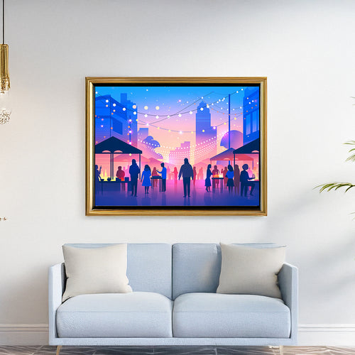 13. Urban Cityscape Wall Art – Modern Twilight Decor  都市夜景掛畫 – 現代家居裝飾