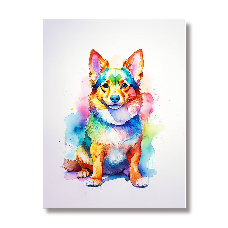 17. Colorful Watercolor Dog Art – Vibrant Puppy Wall Decor 繽紛水彩狗藝術 – 活力小狗牆面裝飾
