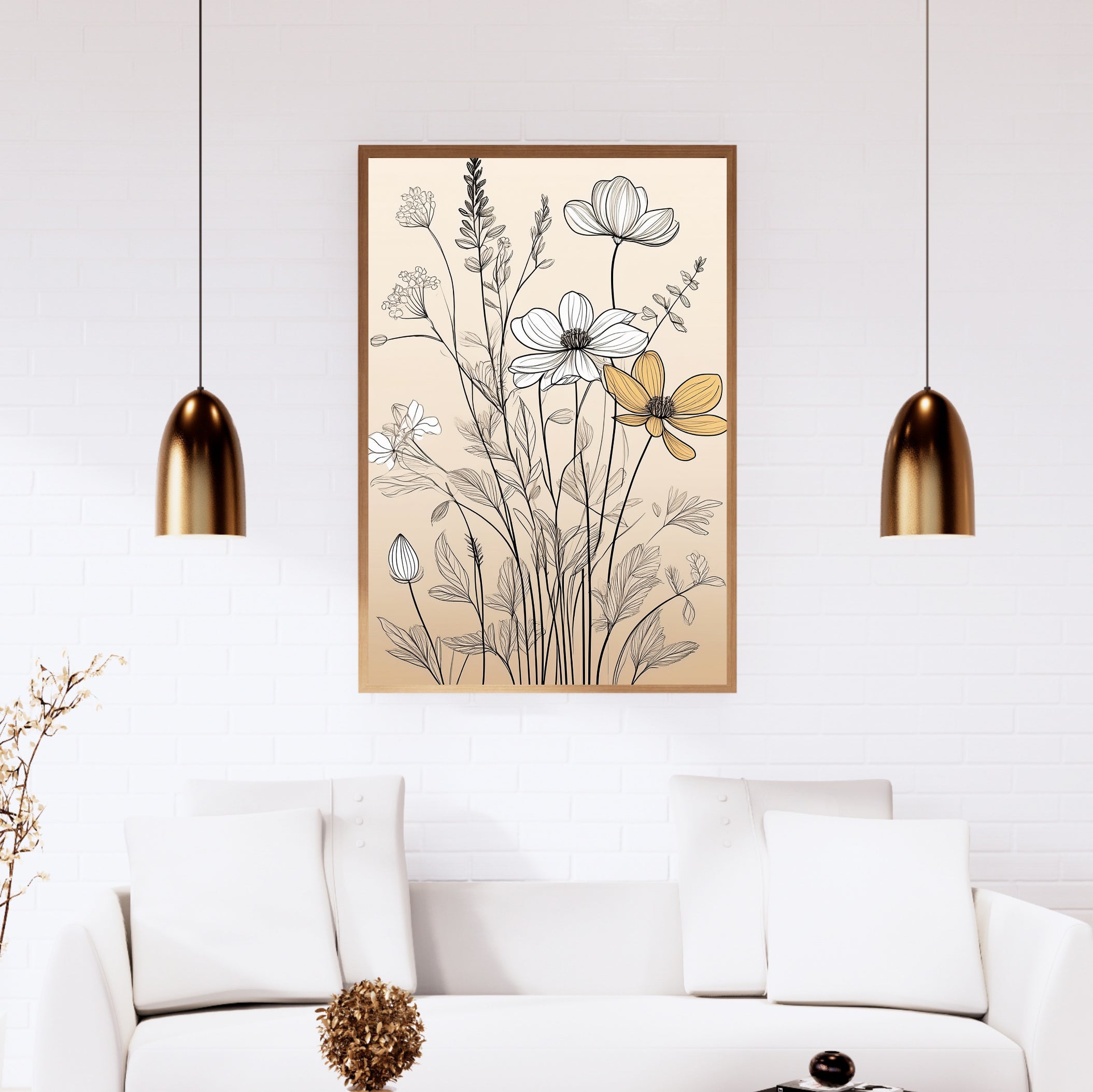 20. Minimalist Wildflower Wall Art Print 極簡野花牆藝術版畫