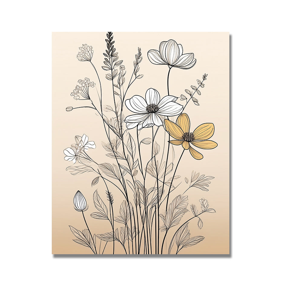 20. Minimalist Wildflower Wall Art Print 極簡野花牆藝術版畫