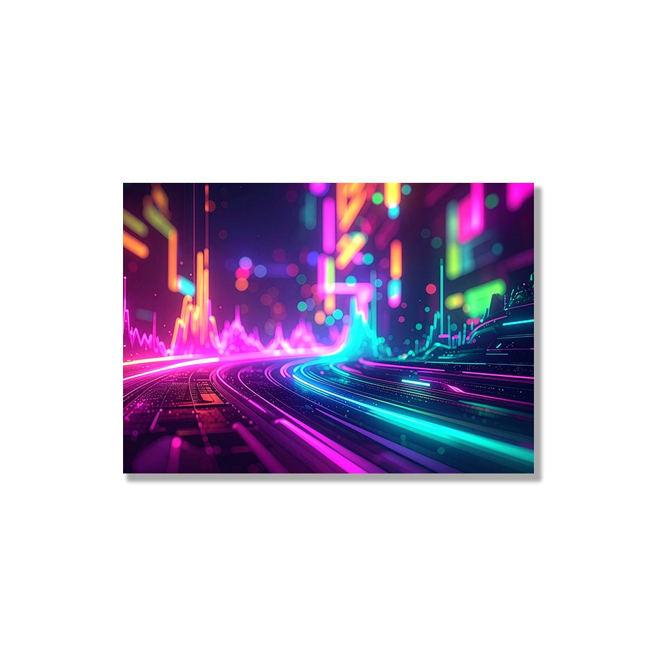 1. Futuristic Neon Data‑Stream Art Print 未來感霓虹數據流藝術畫