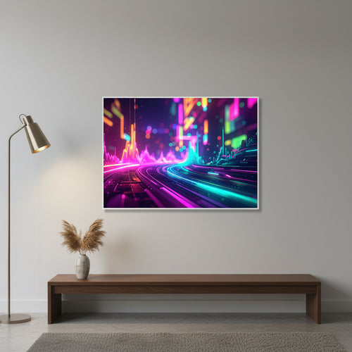 1. Futuristic Neon Data‑Stream Art Print 未來感霓虹數據流藝術畫