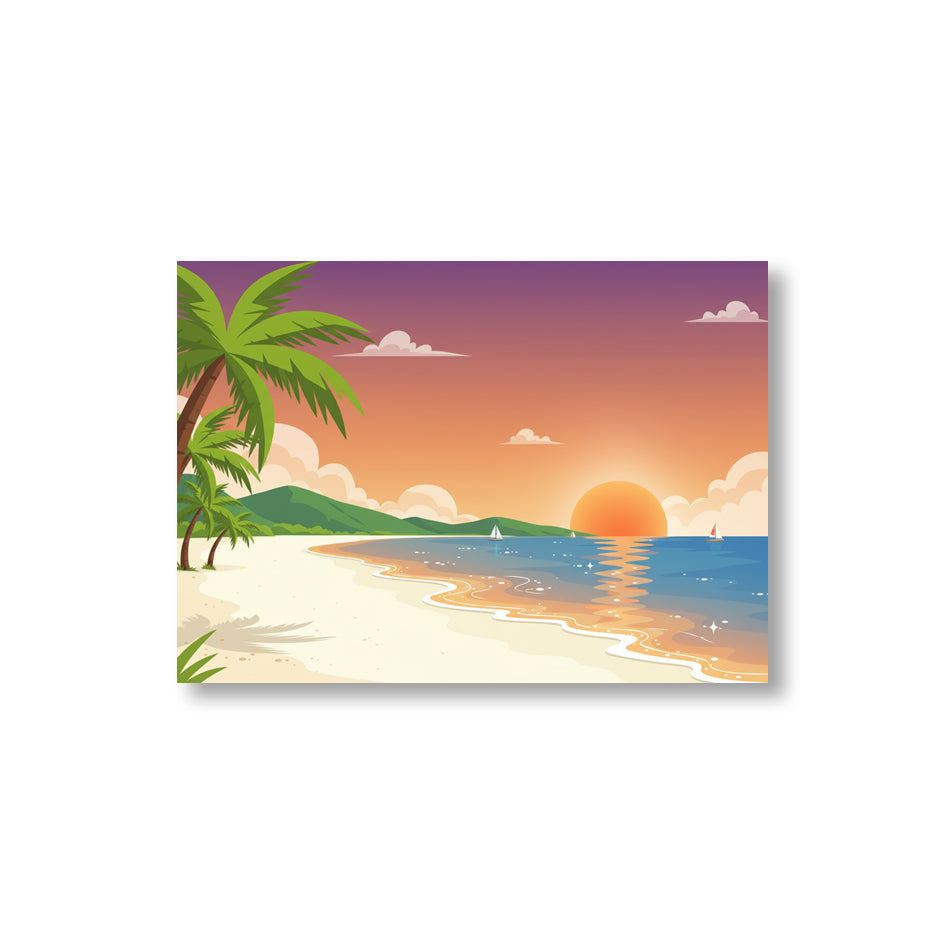 5. Sunset Beach Serenity 日落海灘寧靜插畫