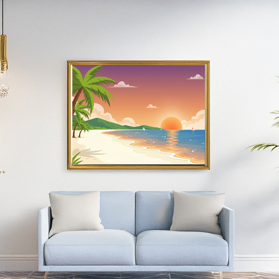5. Sunset Beach Serenity 日落海灘寧靜插畫
