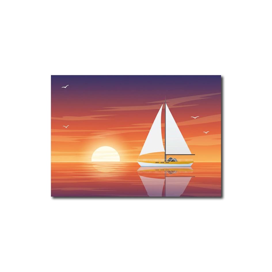 4. Sunset Sailboat Serenity 日落帆船寧靜插畫